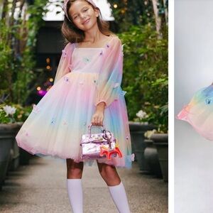 Lola and The Boys – Rainbow butterfly ombre dress. NWOT